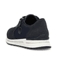 Blaue Rieker Damen Sneaker Low N1411-14 mit Reißverschluss sowie geprägtem Logo. Schuh von hinten.