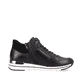 Nachtschwarze remonte Damen Sneaker R6771-01 mit Schnürung und Reißverschluss. Schuh Innenseite
