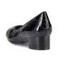 
Glanzschwarze Rieker Damen Pumps 49260-02 mit einer Profilsohle mit Blockabsatz. Schuh von hinten