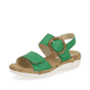 Smaragdgrüne remonte Damen Riemchensandalen R6853-53 mit einem Klettverschluss. Schuh seitlich schräg.