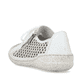 Weiße Rieker Damen Schnürschuhe 54516-80 mit Reißverschluss sowie Löcheroptik. Schuh von hinten.