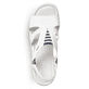 Perlweiße Rieker Keilsandaletten V02Y5-80 mit einem Elastikeinsatz. Schuh von oben.