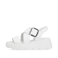 Weiße Rieker Keilsandaletten W1550-80 mit flexibler und ultra leichter Sohle. Schuh Außenseite.