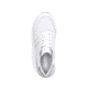 Eisweiße Rieker Damen Sneaker Low 58921-80 mit Schnürung sowie griffiger Sohle. Schuh von oben.