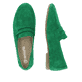 Smaragdgrüne remonte Damen Loafer D0K02-52 mit einem Elastikeinsatz. Schuh von oben, liegend.