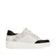 Weiße remonte Damen Sneaker R7901-80 mit Reißverschluss sowie grafischem Muster. Schuh Innenseite.