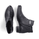 
Tiefschwarze Rieker Damen Stiefeletten Y0783-00 mit Reißverschluss sowie Blockabsatz. Schuhpaar von oben.