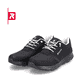 Schwarze Rieker EVOLUTION Herren Sneaker 07811-00 mit einer flexiblen Sohle. Schuhpaar schräg.