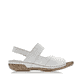 Weiße Rieker Damen Riemchensandalen V7272-80 mit einem Klettverschluss. Schuh Innenseite.
