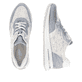 Weiße remonte Damen Sneaker D1G01-80 mit Schnürung sowie weichem Wechselfußbett. Schuh von oben, liegend.