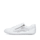 Weiße Rieker Damen Schnürschuhe 52824-80 mit Reißverschluss sowie Löcheroptik. Schuh Außenseite.