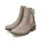 Braunbeige Rieker Damen Chelsea Boots Z4162-64 mit modischer Kordel. Schuhpaar seitlich schräg.