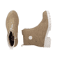 
Nougatbraune Rieker Damen Kurzstiefel X5754-24 mit einer Profilsohle mit Blockabsatz. Schuhpaar von oben.