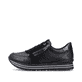 
Nachtschwarze remonte Damen Sneaker D1316-02 mit einer besonders leichten Plateausohle. Schuh Außenseite