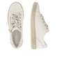Altweiße remonte Damen Sneaker D1F00-81 mit einem Reißverschluss. Schuh von oben, liegend.
