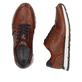 Braune Rieker Herren Sneaker Low B0503-24 mit Schnürung sowie Extraweite I. Schuh von oben, liegend.