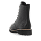 Urbanschwarze remonte Damen Schnürstiefel D8661-00 mit einem Reißverschluss. Schuh von hinten.