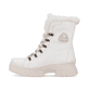 Weiße Rieker Damen Schnürstiefel W0372-80 mit einer Plateausohle. Schuh Außenseite.