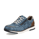 Blaue Rieker Herren Sneaker Low B2010-14 mit Reißverschluss sowie Ziernähten. Schuh seitlich schräg.
