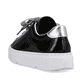 Schwarze Rieker Damen Sneaker Low N59A2-00 mit einer Schnürung. Schuh von hinten.