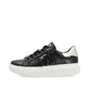 Schwarze Rieker Damen Sneaker Low W1202-00 mit einer ultraleichten Plateausohle. Schuh Außenseite.