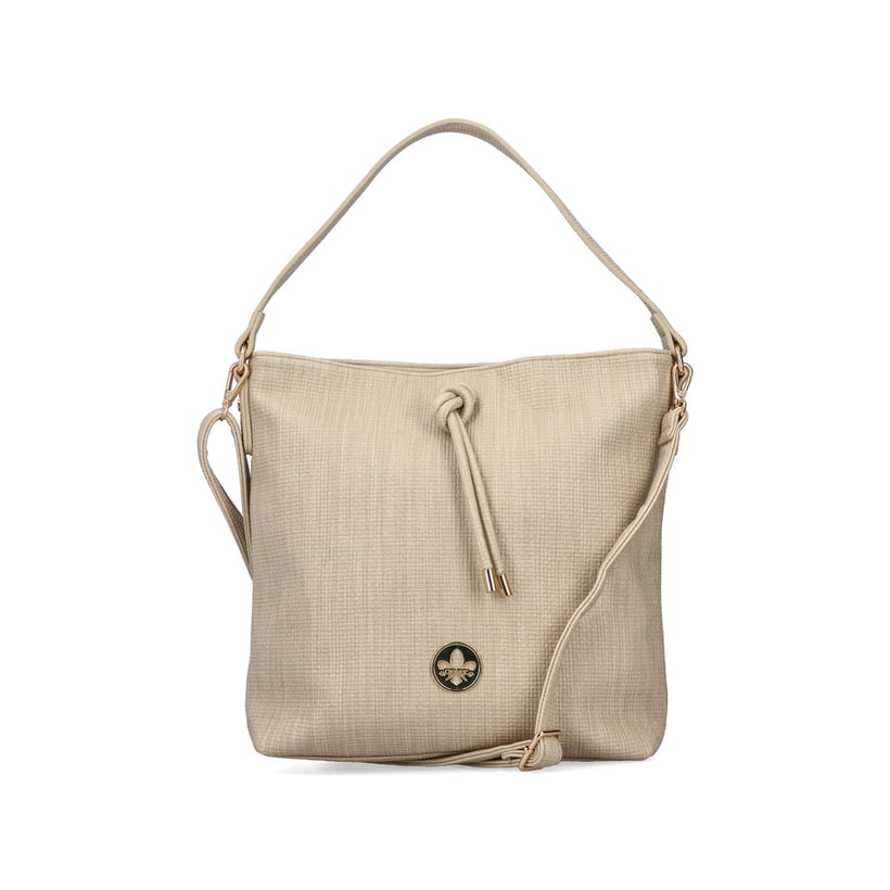 Rieker Damen Handtasche H1514-60 in Sandbeige aus Kunstleder mit Reißverschluss. Handtasche Vorderseite.