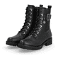 
Nachtschwarze remonte Damen Biker Boots D8668-00 mit einer besonders leichten Sohle. Schuhpaar schräg.