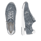 Pazifikblaue remonte Damen Sneaker R6700-13 mit einem Reißverschluss. Schuh von oben, liegend.