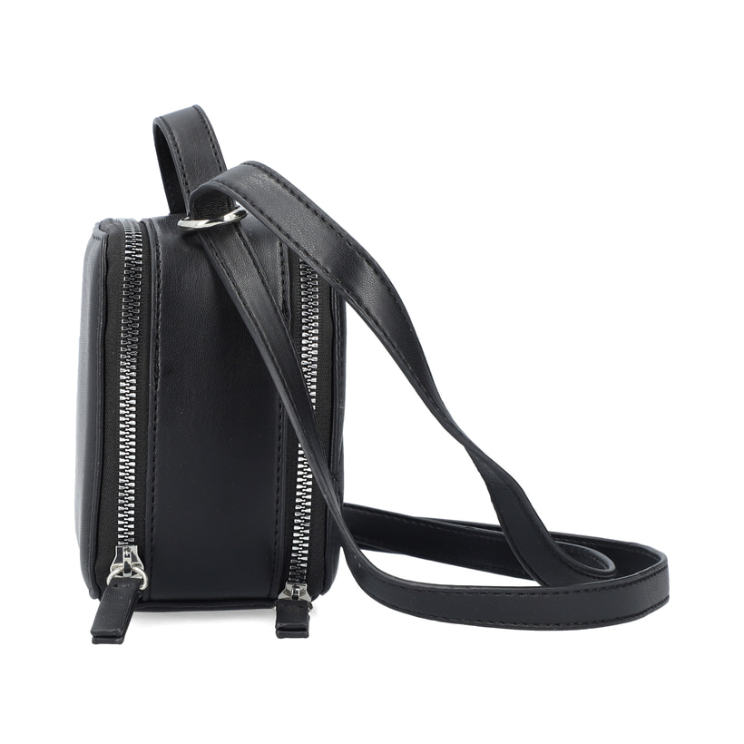 Rieker Damen Handtasche H1513-00 in Nachtschwarz aus Kunstleder mit Reißverschluss. Handtasche rechtsseitig.