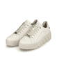 Weiße Rieker Damen Sneaker Low W0503-80 mit ultra leichter Plateausohle. Schuhpaar seitlich schräg.