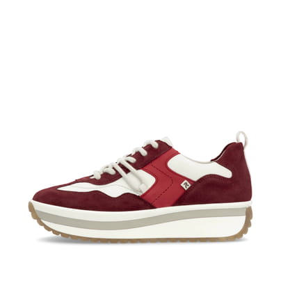 Rieker Damen Sneaker Low kirschrot-weiß