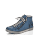 
Azurblaue Rieker Damen Schnürschuhe Z1221-14 mit Schnürung und Reißverschluss. Schuh seitlich schräg