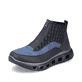 Schwarze Rieker Damen Sneaker High M6052-00 mit einer ultra leichten Sohle. Schuh seitlich schräg.