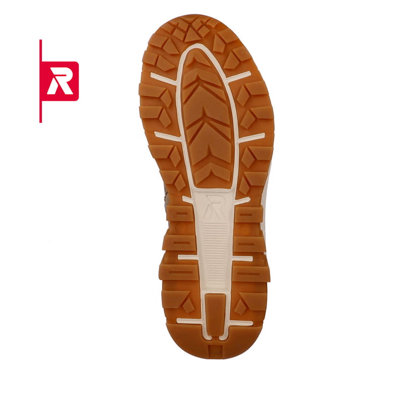 Beige Rieker EVOLUTION Damen Stiefel W0071-20 mit Schnürung und Reißverschluss. Schuh Laufsohle.