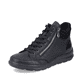 
Tiefschwarze Rieker Damen Schnürschuhe Z0040-01 mit Schnürung und Reißverschluss. Schuh seitlich schräg