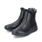 Schwarze Rieker Damen Chelsea Boots Z0061-00 mit wasserabweisender TEX-Membran. Schuhpaar seitlich schräg.