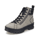 
Graugrüne Rieker Damen Schnürstiefel Z1805-52 mit einer robusten Profilsohle. Schuh seitlich schräg