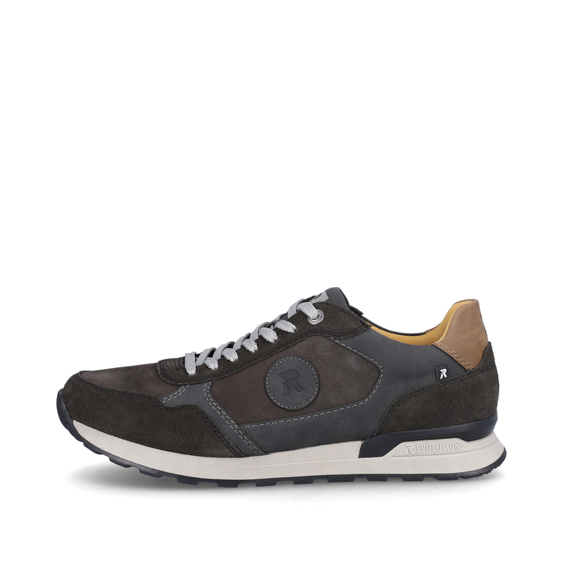 Graue Rieker Herren Sneaker Low U0305-45 mit leichter und griffiger Sohle. Schuh Außenseite.