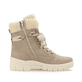 Beige remonte Damen Schnürstiefel D0E76-20 mit Schaftkragen sowie Reißverschluss. Schuh Innenseite.