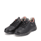 Schwarze Rieker Damen Sneaker Low W0402-00 mit einer ultra leichten Sohle. Schuhpaar seitlich schräg.