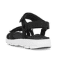 Schwarze waschbare Rieker Damen Trekkingsandalen V8452-00 mit flexibler Sohle. Schuh von hinten.