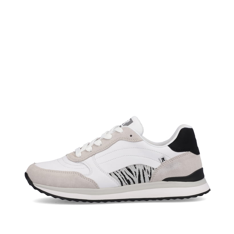 Weiße Rieker Damen Sneaker Low 42506-80 mit flexibler und super leichter Sohle. Schuh Außenseite.