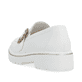 Weiße remonte Damen Loafer D1H00-80 mit Elastikeinsatz sowie modischer Brosche. Schuh von hinten.