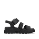 Schwarze Rieker Keilsandaletten W1650-00 mit flexibler und ultra leichter Sohle. Schuh Innenseite.