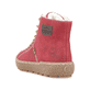 
Erdbeerrote Rieker Damen Schnürstiefel N1022-33 mit einer robusten Profilsohle. Schuh von hinten