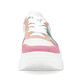 Weiße Rieker Damen Sneaker Low M7814-90 mit leichter und griffiger Plateausohle. Schuh von vorne.
