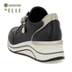 
Glanzschwarze remonte Damen Sneaker D0T03-01 mit einer leichten Sohle mit Keilabsatz. Schuh von hinten