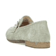
Mintgrüne Rieker Damen Loafers 51761-52 mit einer schockabsorbierenden Sohle. Schuh von hinten