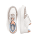 Weiße vegane Rieker Damen Sneaker Low M8410-60 mit einer Schnürung. Schuh von oben, liegend.