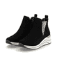 Schwarze remonte Chelsea Boots D0T75-03 mit Animal-Print sowie Reißverschluss. Schuhpaar seitlich schräg.